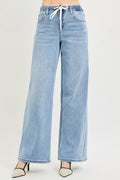 risen-elastic-band-slouchy-wide-jeans-with-drawstring Image 1