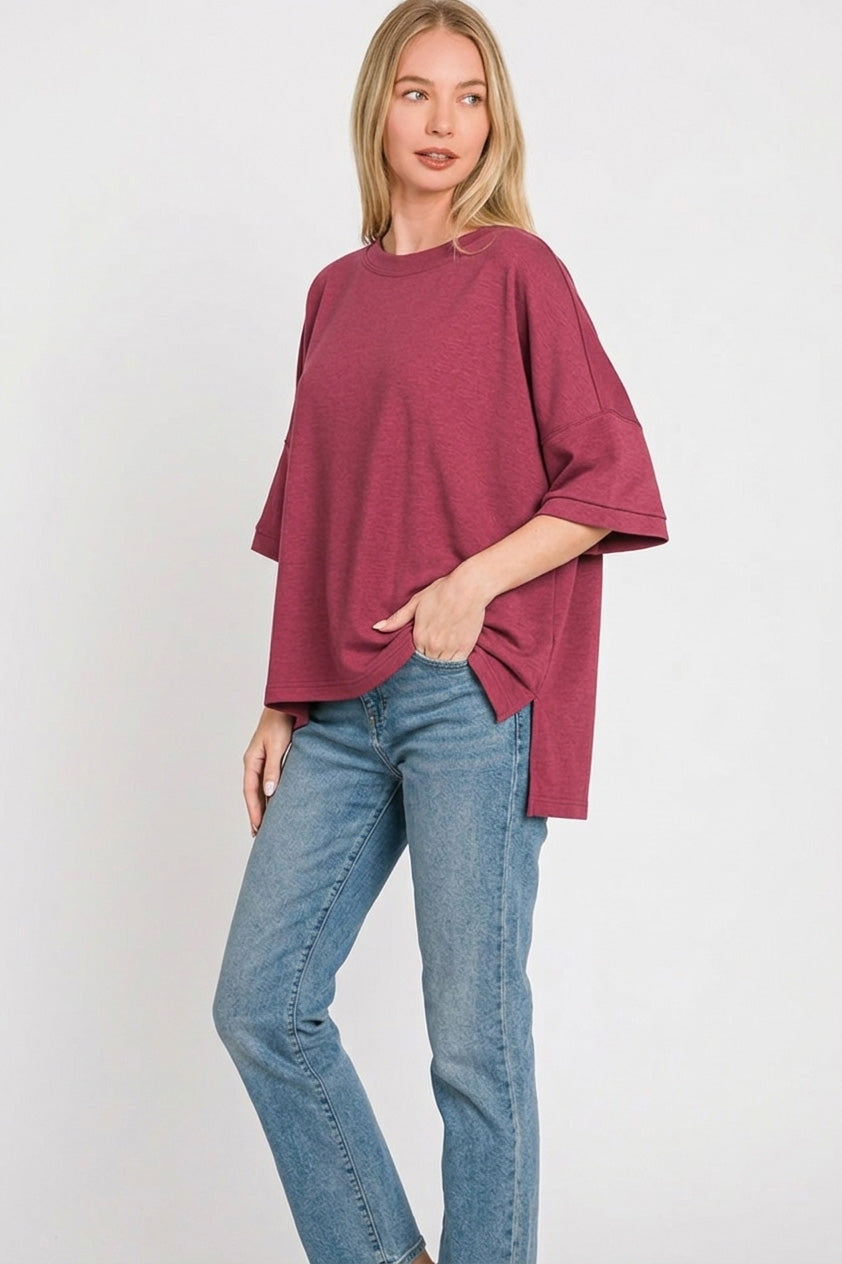 zenana-full-size-scuba-round-neck-top-with-side-slits-plus-size-1 image 3