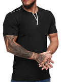 Men's Casual Henley Short Sleeve T-Shirt with Contrast Trim | Tampa Bay Discounts