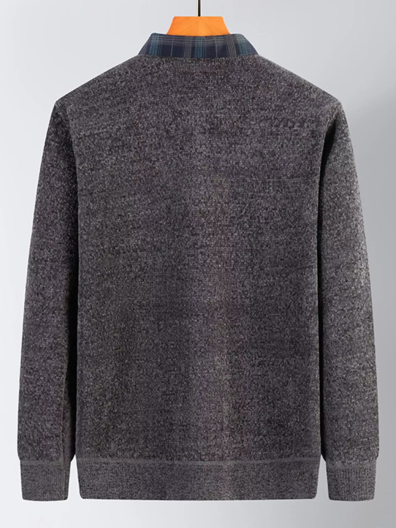 Men's Plus Size Layered Look Plaid Collar Sweater | Tampa Bay Discounts