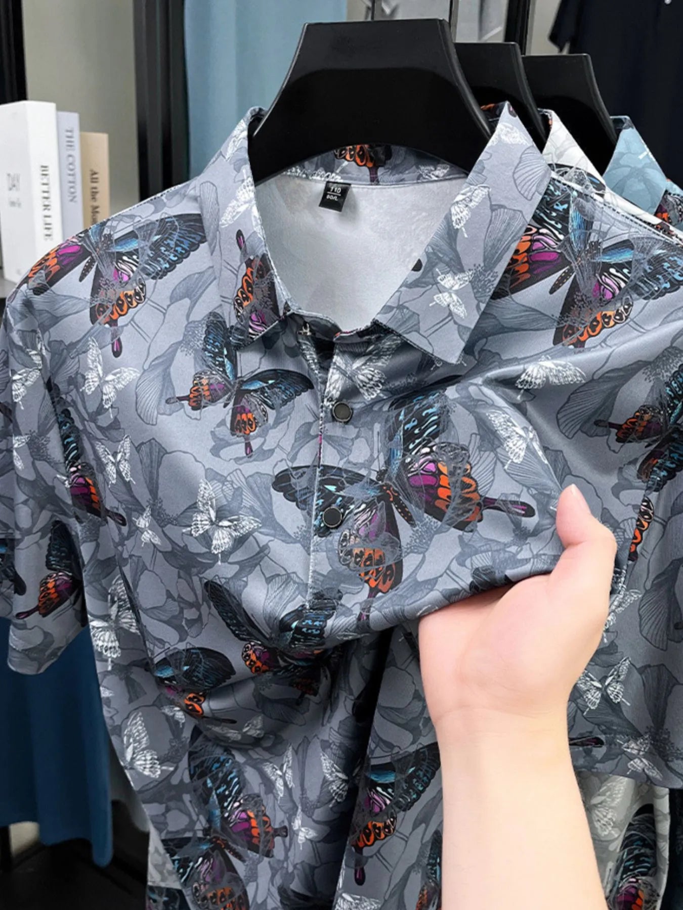 Men's Plus Size Butterfly Print Short Sleeve Polo | Tampa Bay Discounts