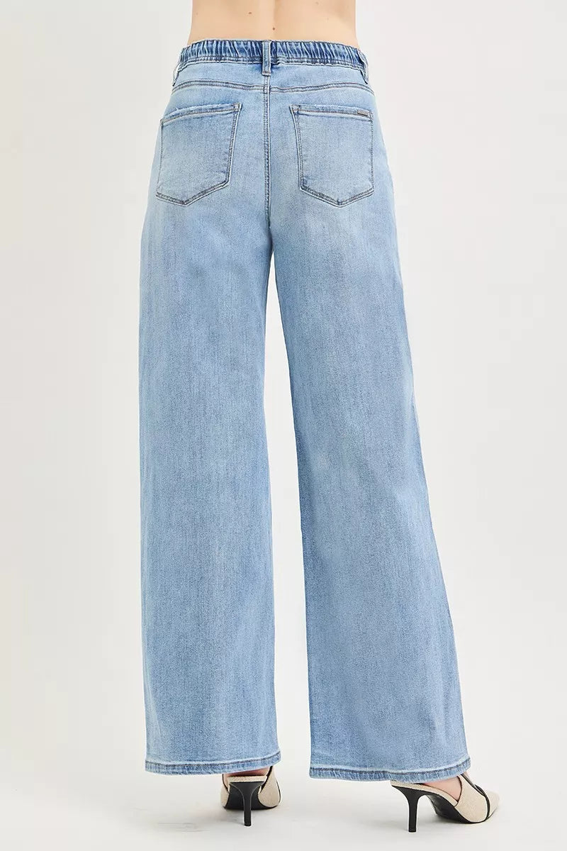 risen-elastic-band-slouchy-wide-jeans-with-drawstring Image 5