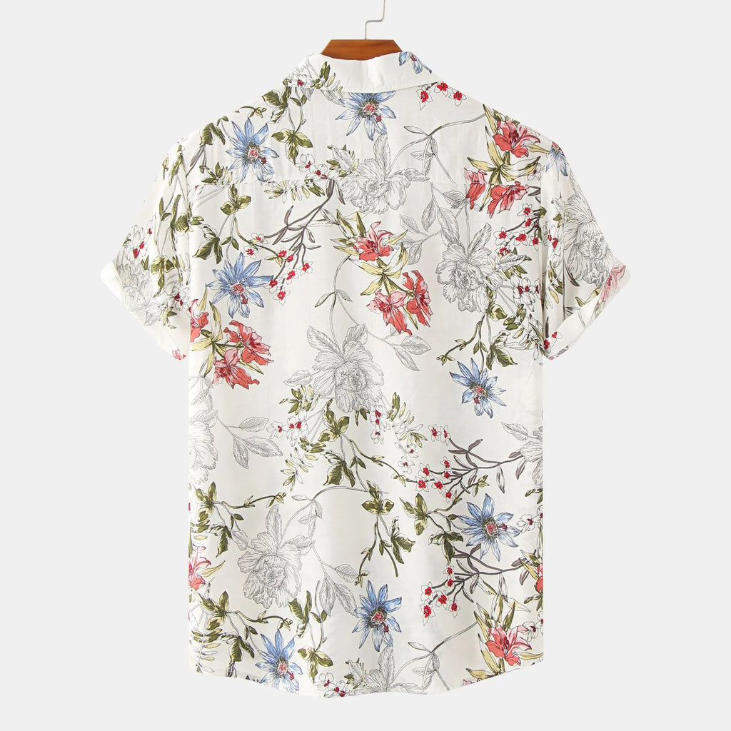 Men's Plus Size Floral Print Short Sleeve Button Down Casual Shirt | Tampa Bay Discounts