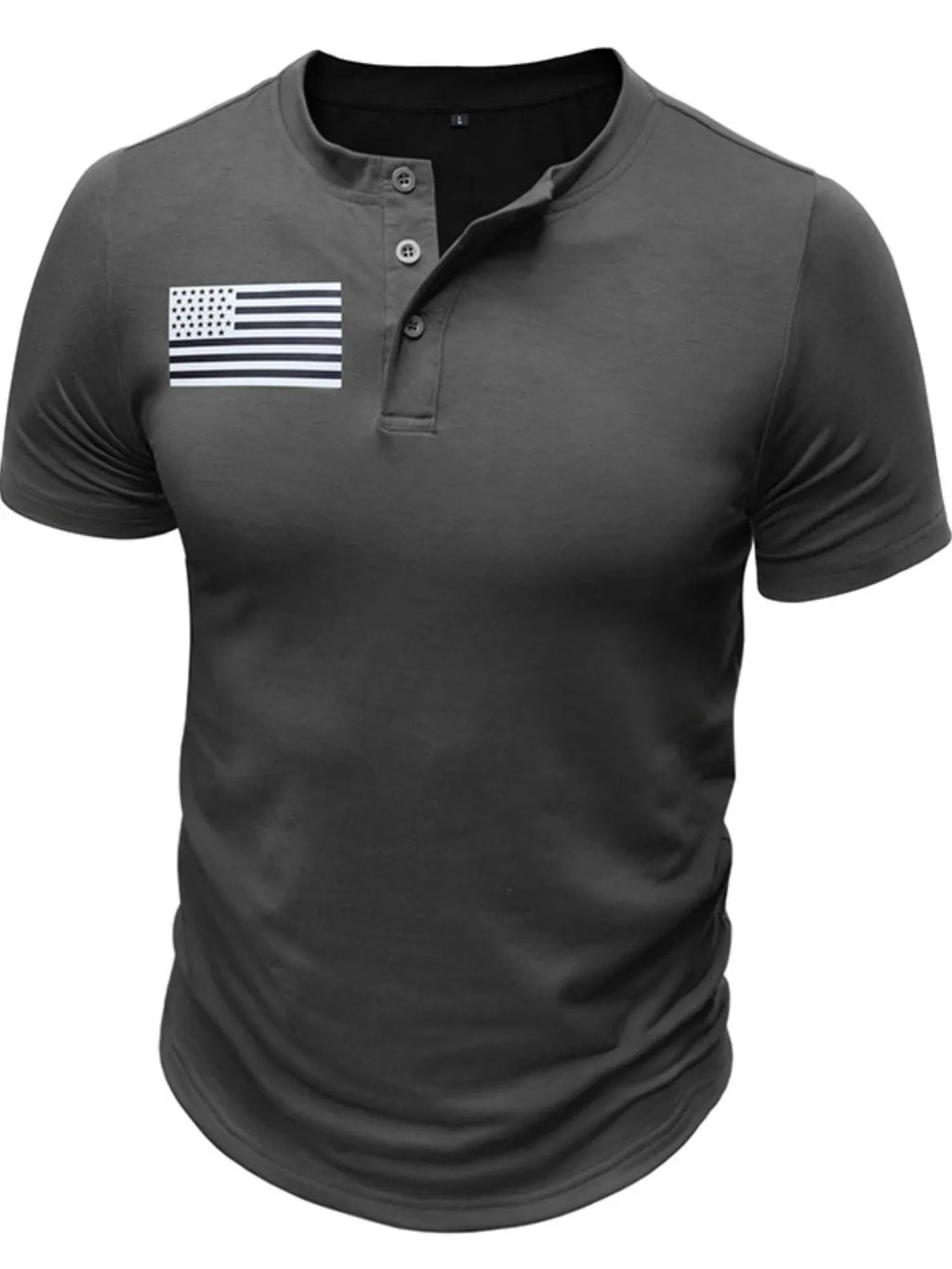 Men's American Flag Short Sleeve Henley Top | Tampa Bay Discounts