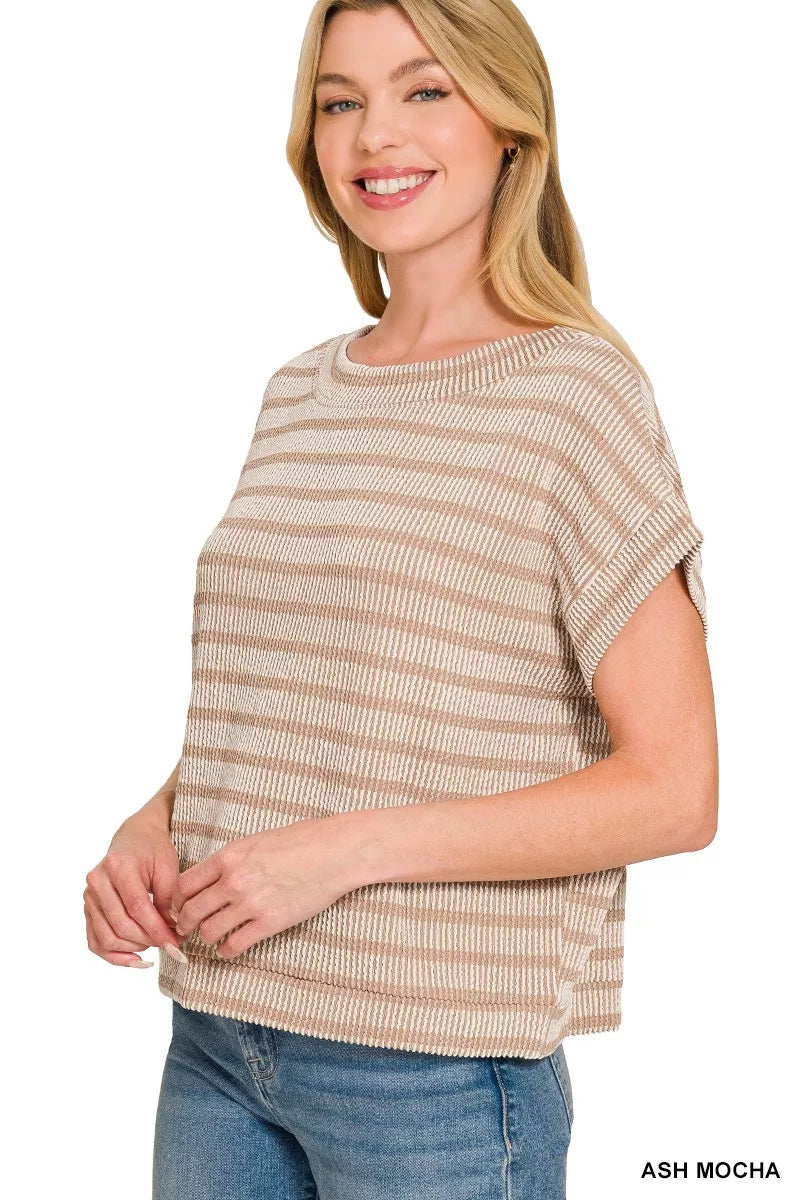 zenana-raised-rib-striped-top image 5