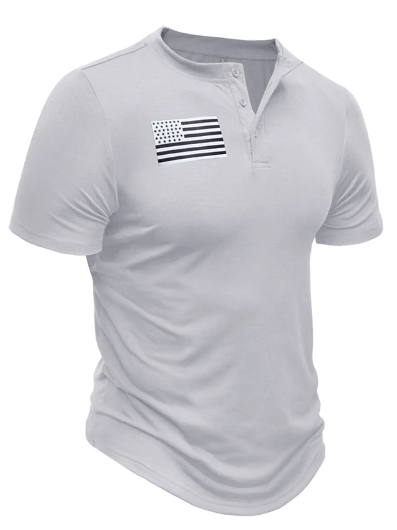 Men's American Flag Short Sleeve Henley Top | Tampa Bay Discounts