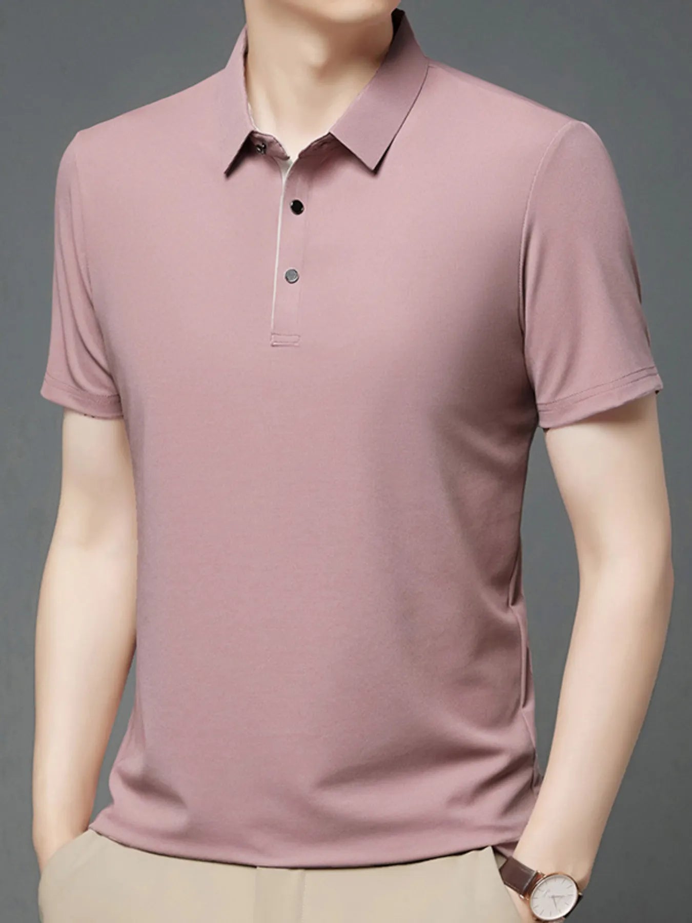 Men's Plus Size Button Detail Short Sleeve Polo | Tampa Bay Discounts