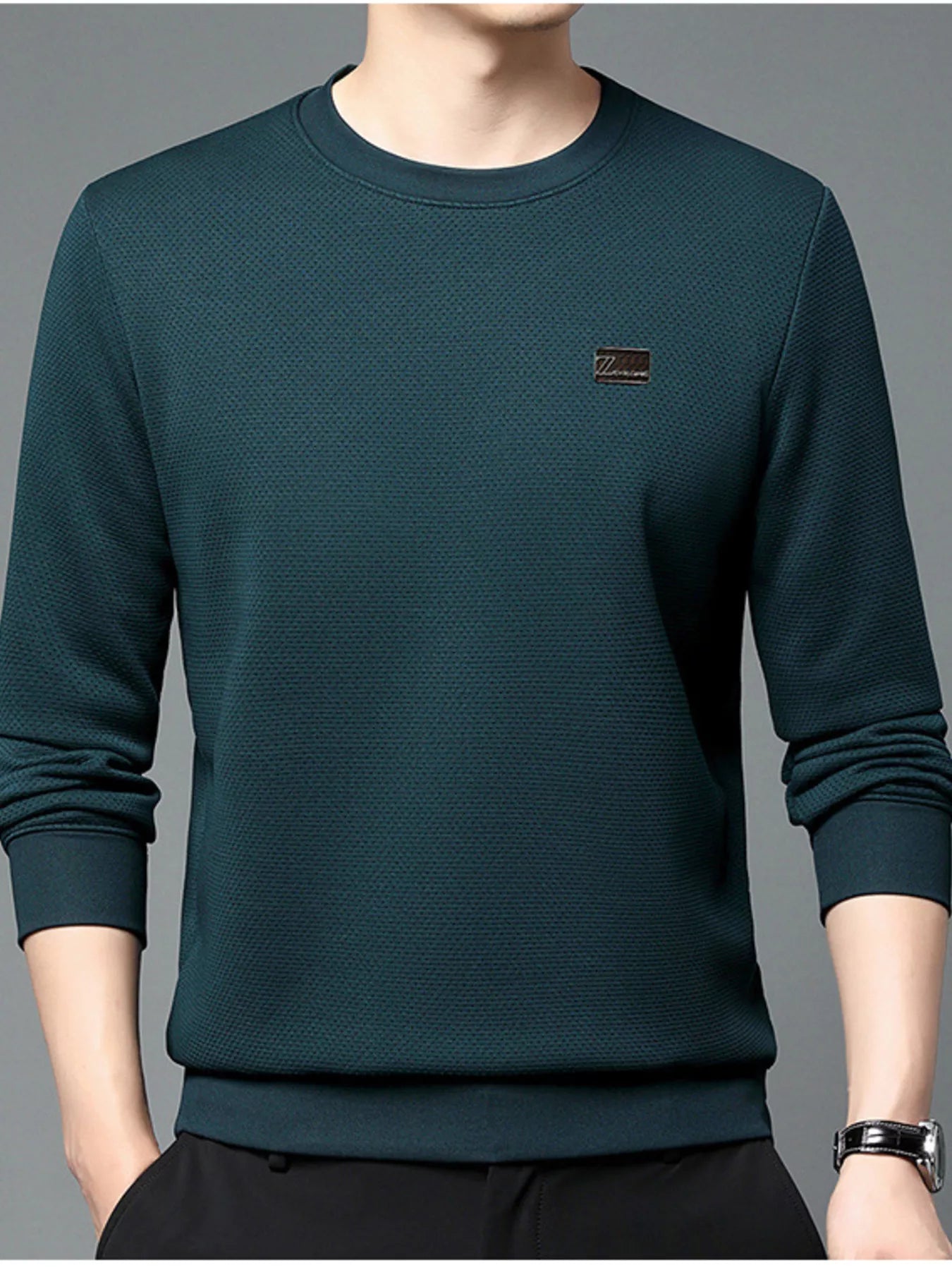 Men's Plus Size Textured Long Sleeve Casual T-Shirt | Tampa Bay Discounts
