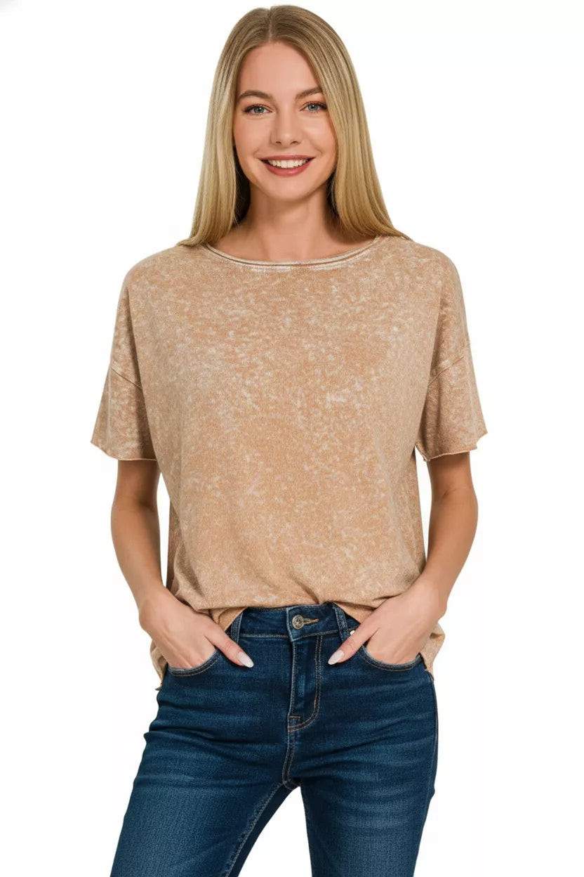 zenana-halo-washed-cotton-short-sleeve-top-2 image 2