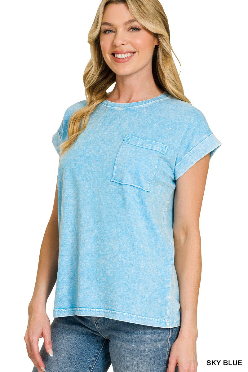 zenana-halo-snow-washed-cuffed-short-sleeve-tee-3 image 2