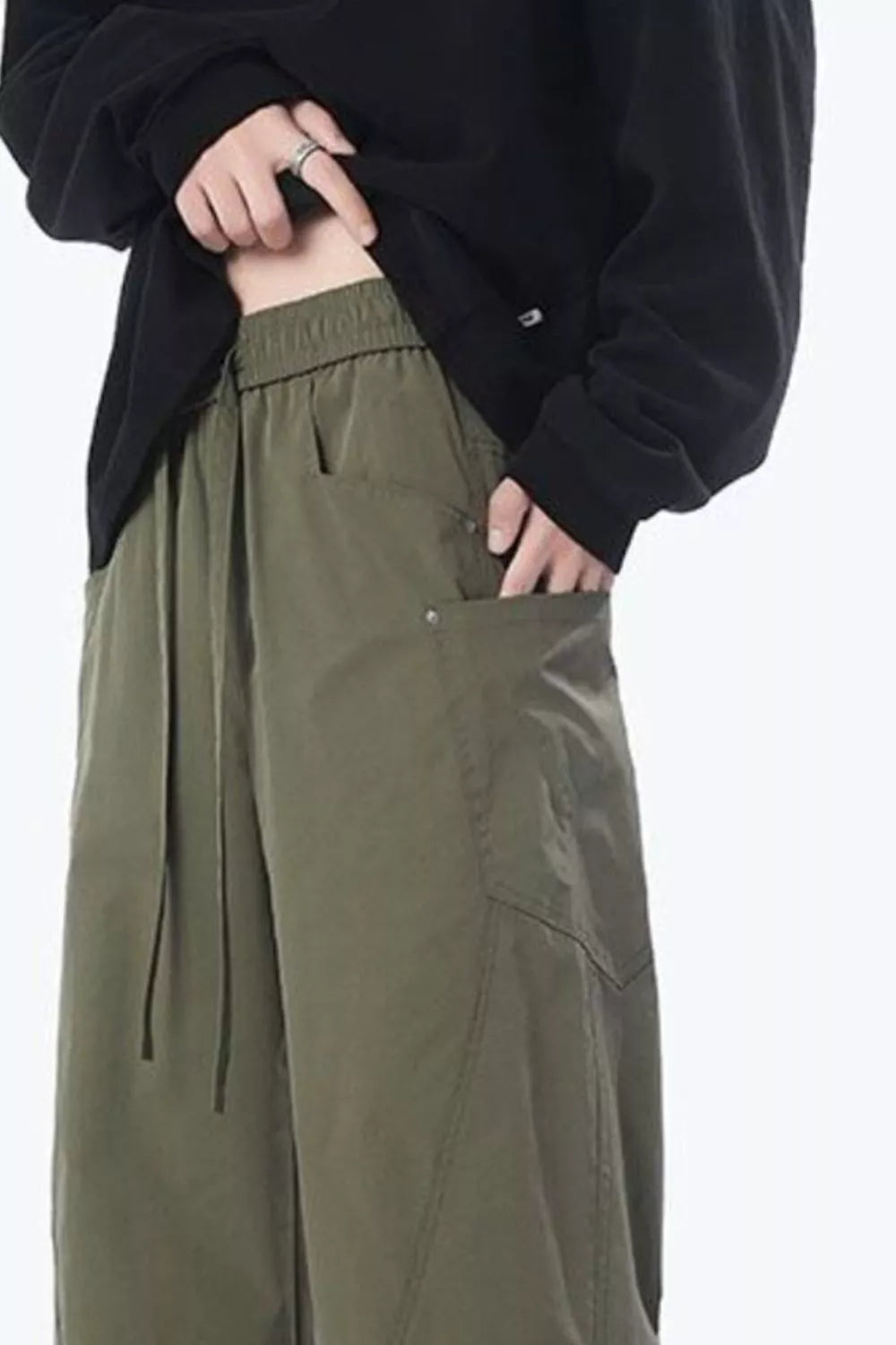 Men's Full Size Relaxed Fit Drawstring Cargo Pants Plus Size | Tampa Bay Discounts