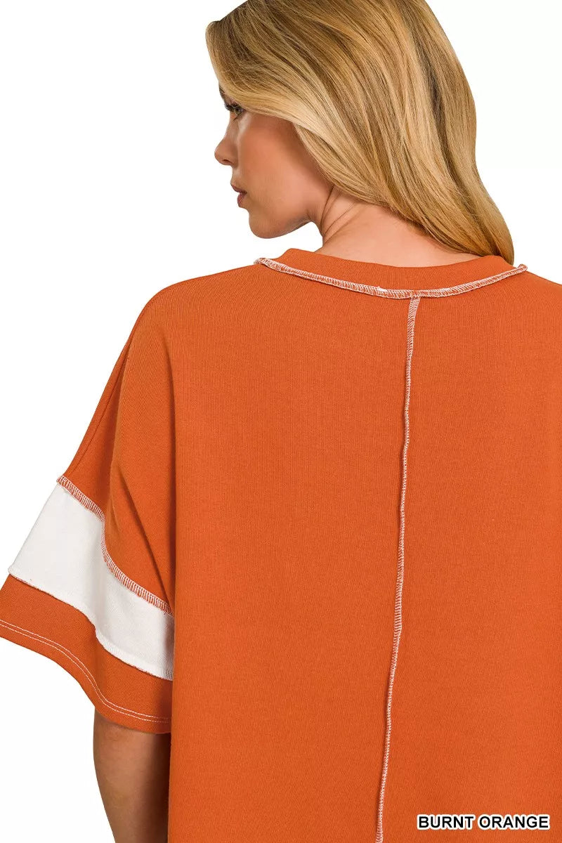 zenana-french-terry-striped-exposed-seam-top-1 image 5