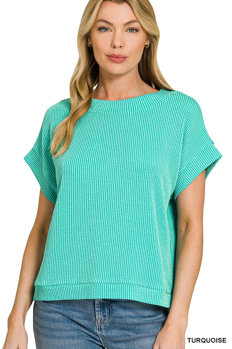 zenana-raised-rib-cap-sleeve-top-1 image 1