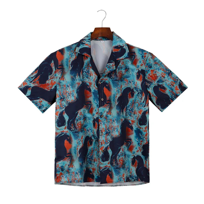 Men's Full Size Printed Button Up Short Sleeve Shirt Plus Size | Tampa Bay Discounts