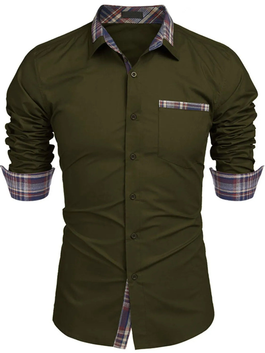 Men's Plaid Collared Neck Long Sleeve Shirt | Tampa Bay Discounts