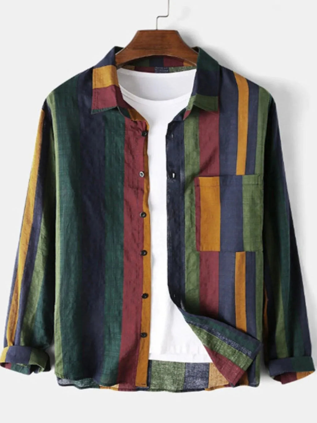 Men's Plus Size Striped Button Up Long Sleeve Shirt | Tampa Bay Discounts