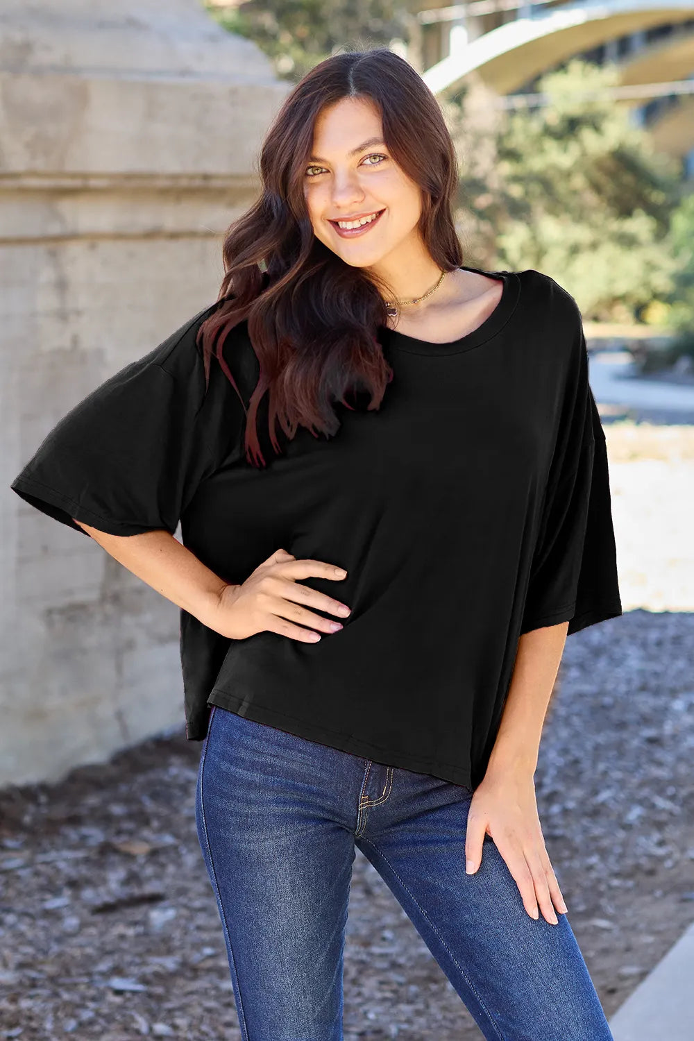 basic-bae-bamboo-full-size-round-neck-drop-shoulder-t-shirt image 14