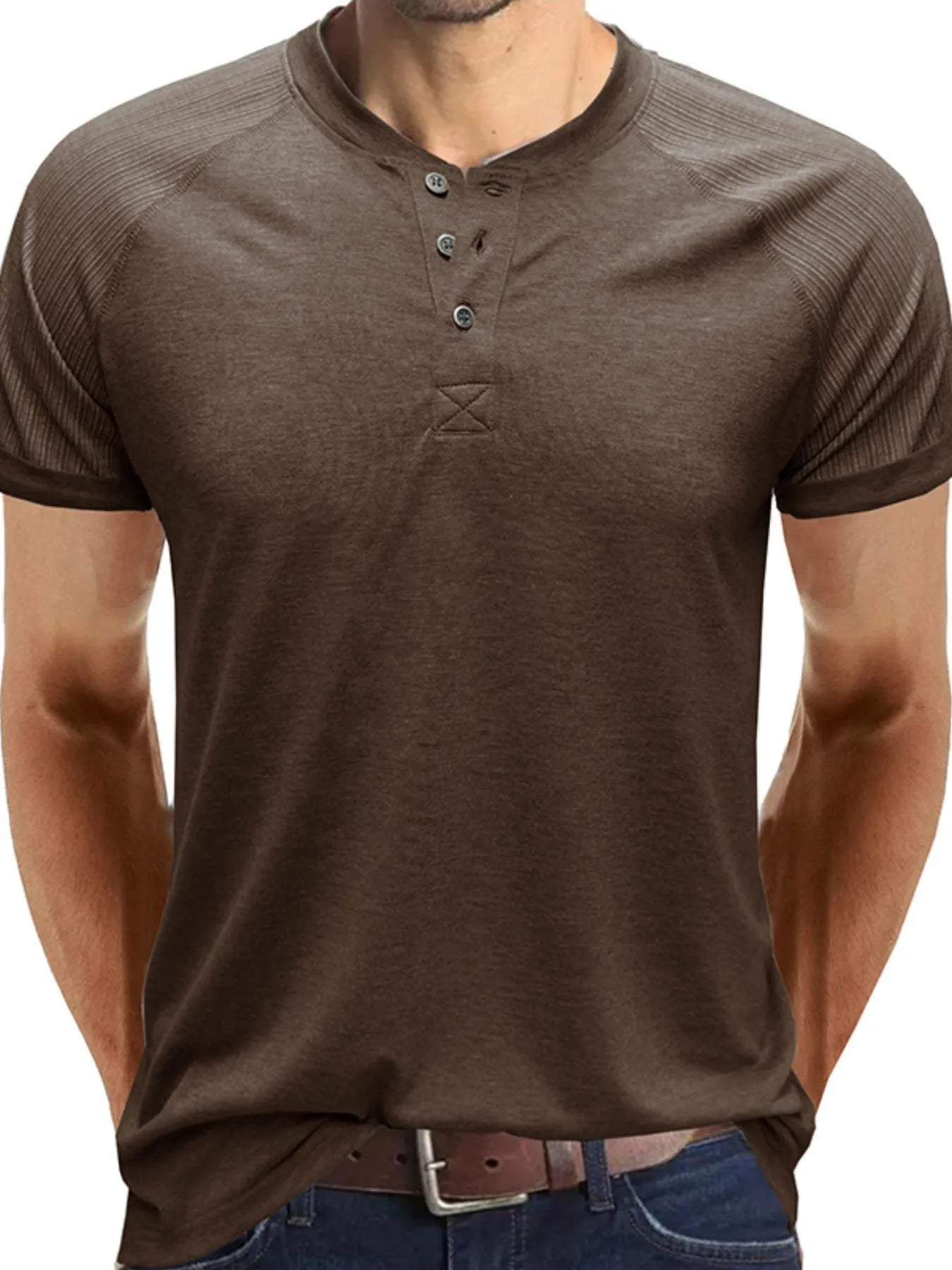 Men's Short Sleeve Henley Button Top | Tampa Bay Discounts