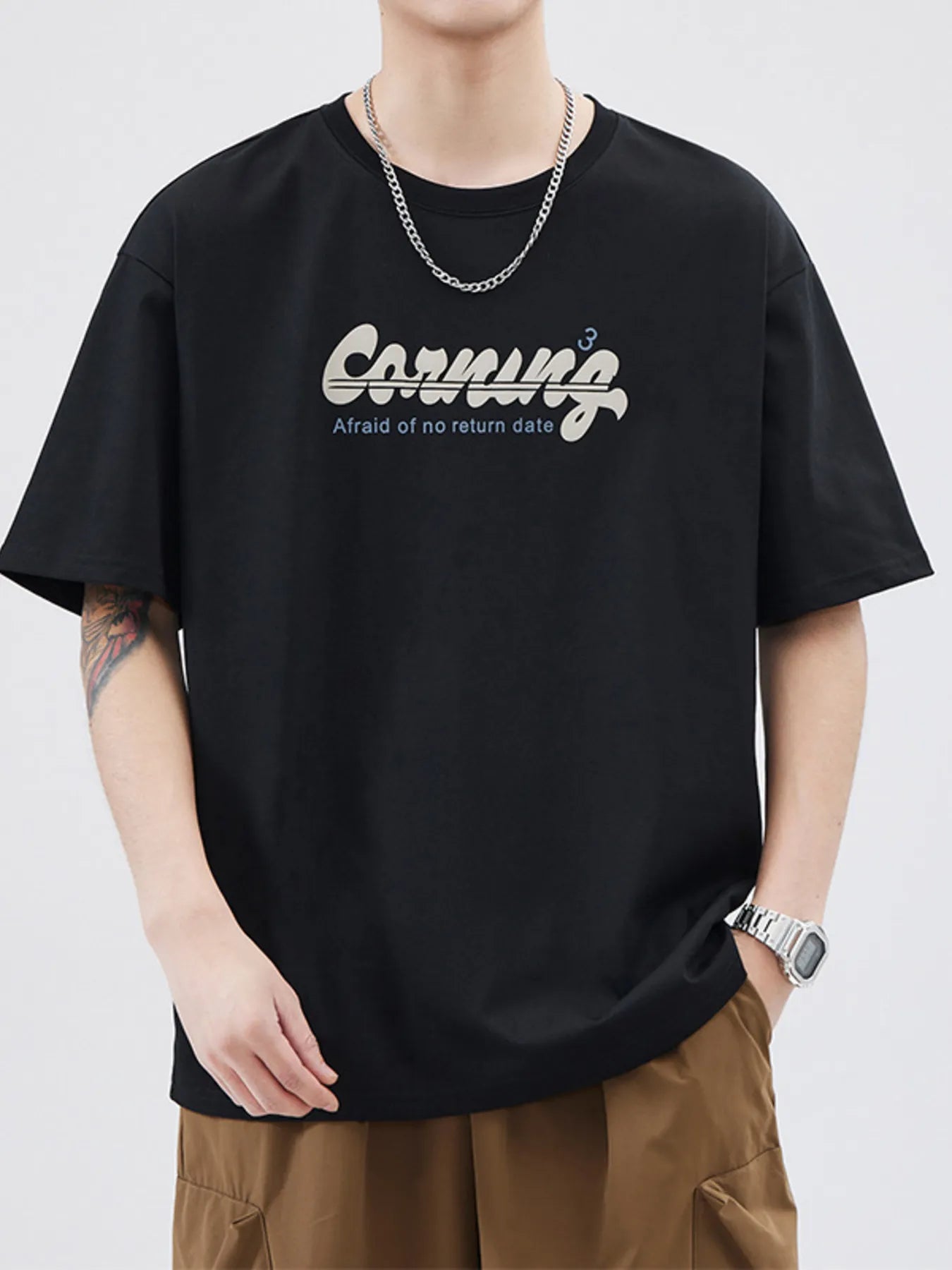 Men's Plus Size Letter Round Neck Half Sleeve T-Shirt | Tampa Bay Discounts