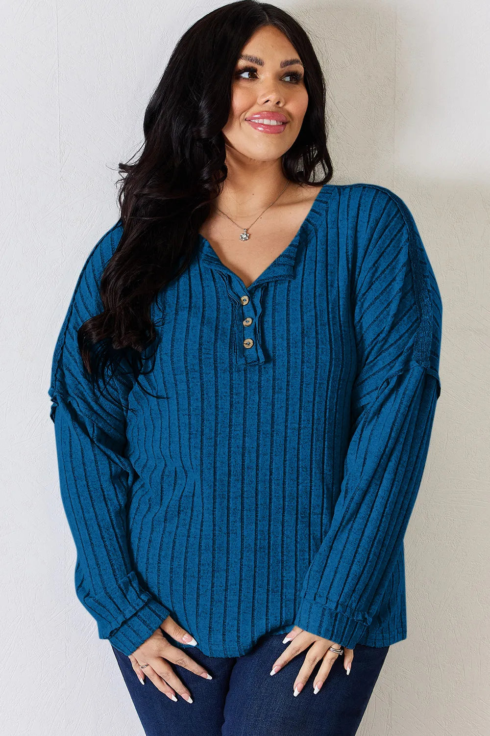 basic-bae-full-size-ribbed-half-button-long-sleeve-t-shirt image 22