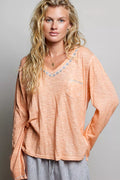 pol-contrast-stitch-v-neck-lightweight-knit-long-sleeve-top-1 image 1
