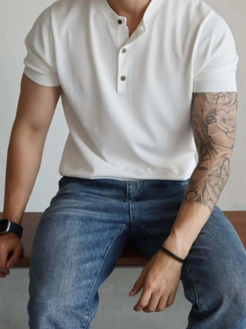 Men's Button Detail Short Sleeve T-Shirt | Tampa Bay Discounts