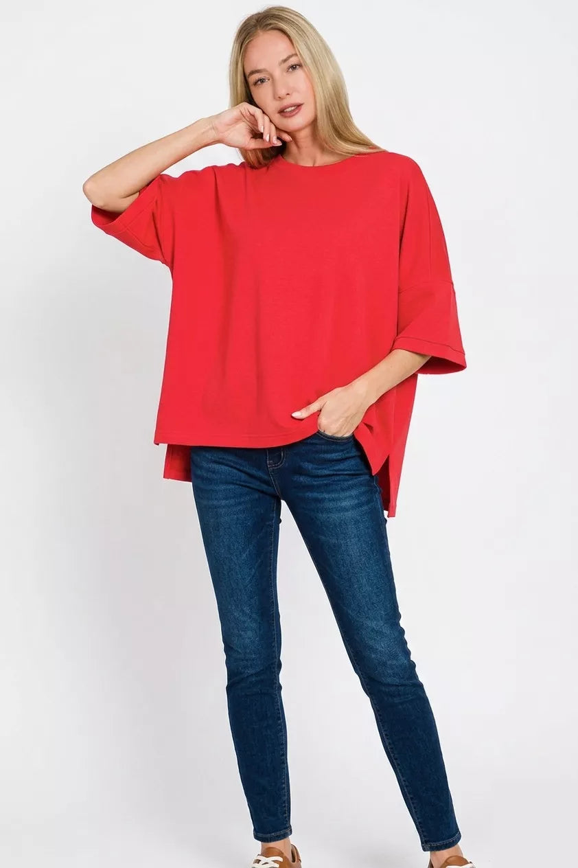 zenana-scuba-round-neck-top-with-side-slits-3 image 2