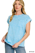 zenana-halo-snow-washed-cuffed-short-sleeve-tee-3 image 1
