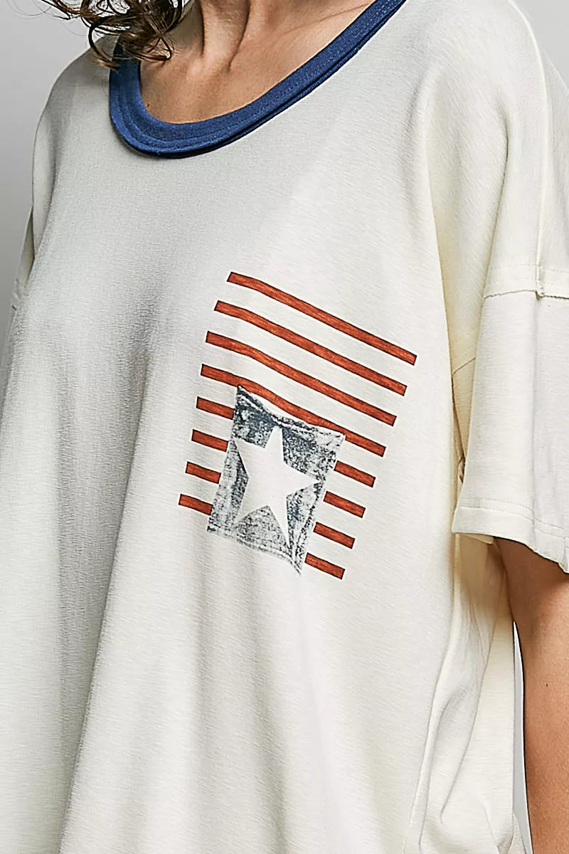 pol-american-flag-color-block-side-slit-cotton-top image 6