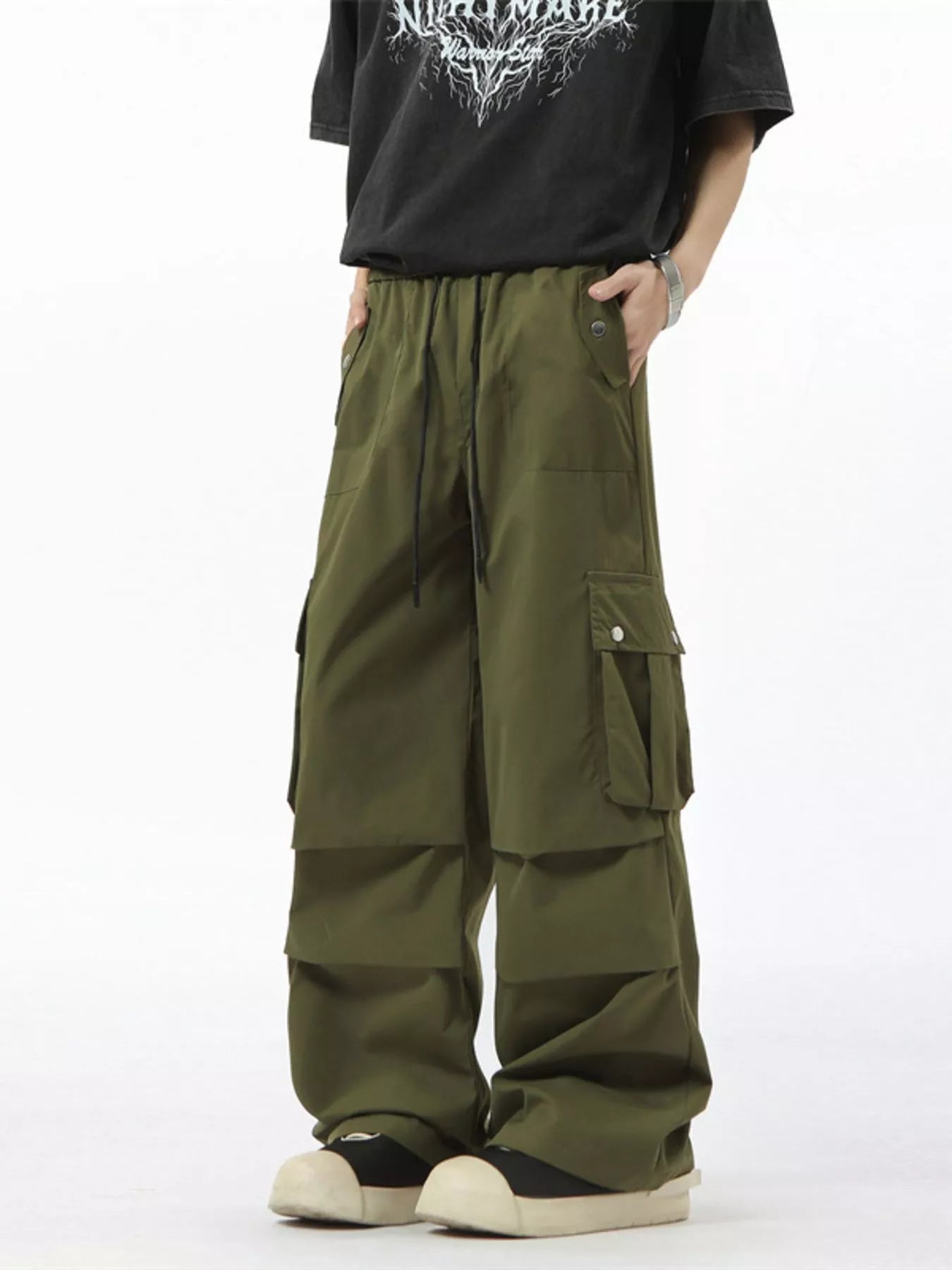 Men's Full Size Drawstring Loose Fit Cargo Pants Plus Size | Tampa Bay Discounts