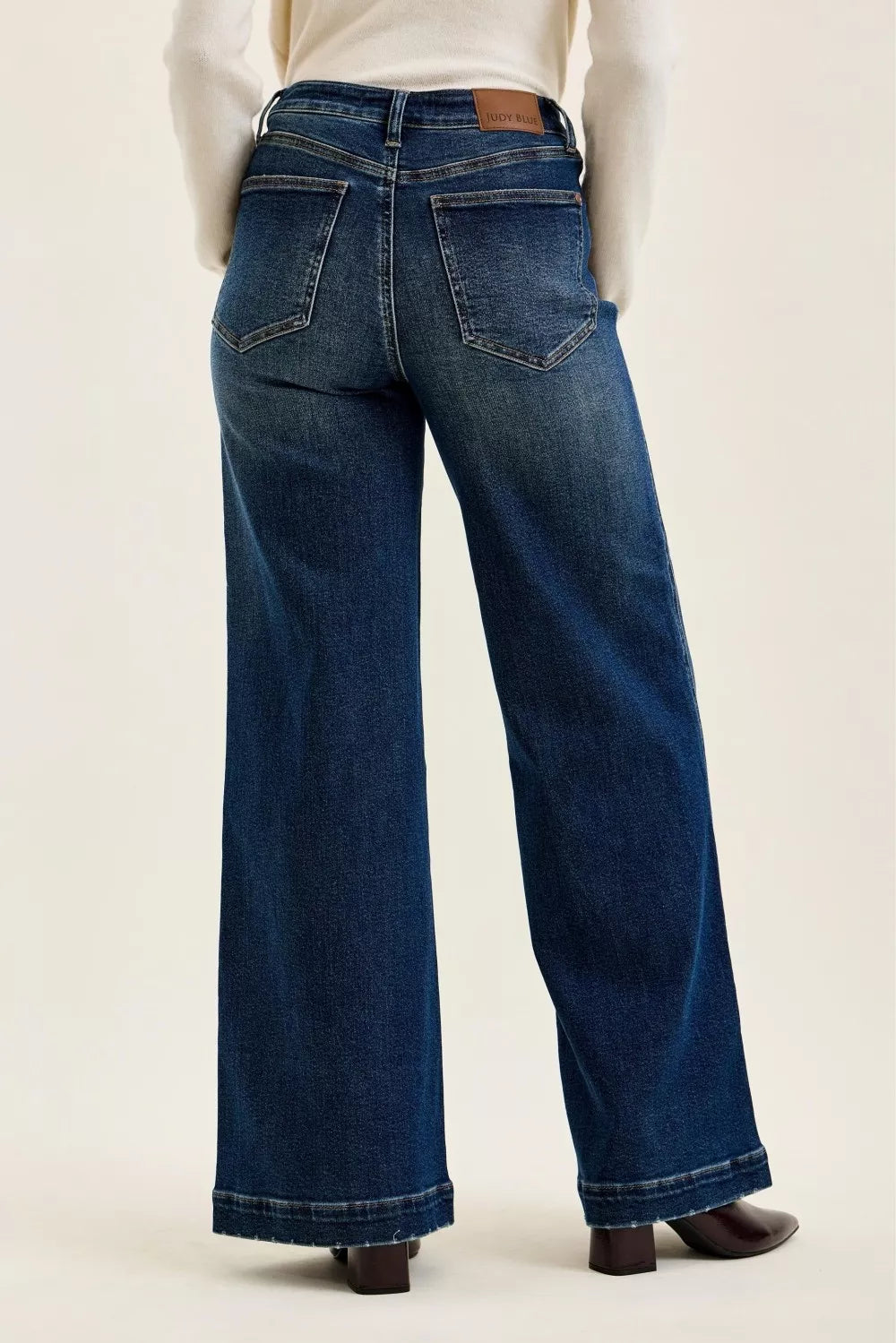 judy-blue-high-waist-lux-retro-wide-jeans-with-front-patch-tab-closure-dk-fade-indigo Image 4