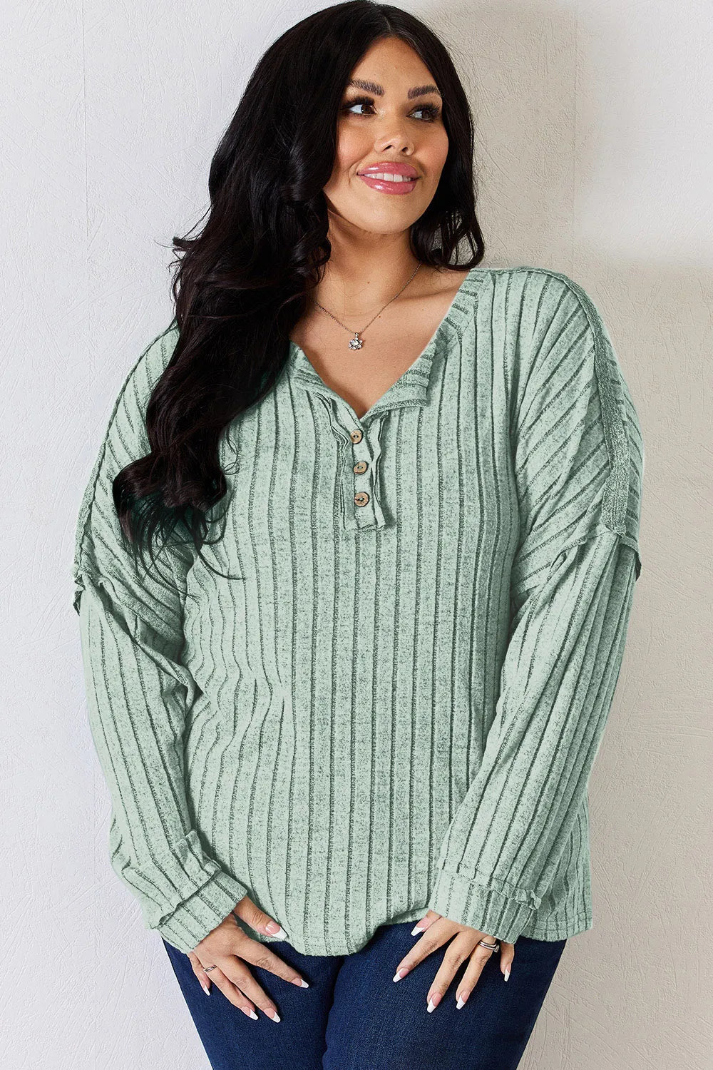 basic-bae-full-size-ribbed-half-button-long-sleeve-t-shirt image 25