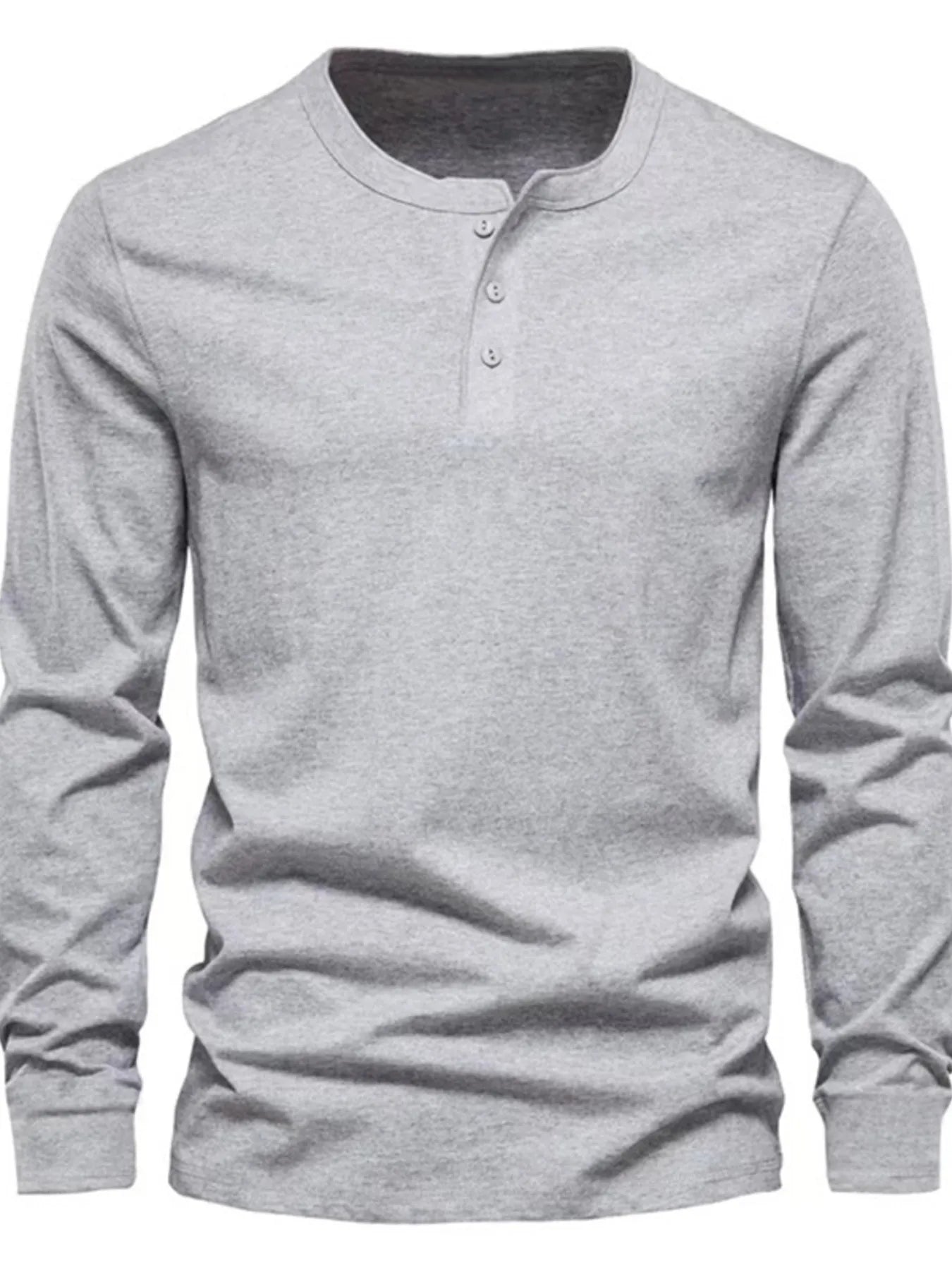 Men's Full Size Button Detail Long Sleeve Henley T-Shirt Plus Size | Tampa Bay Discounts