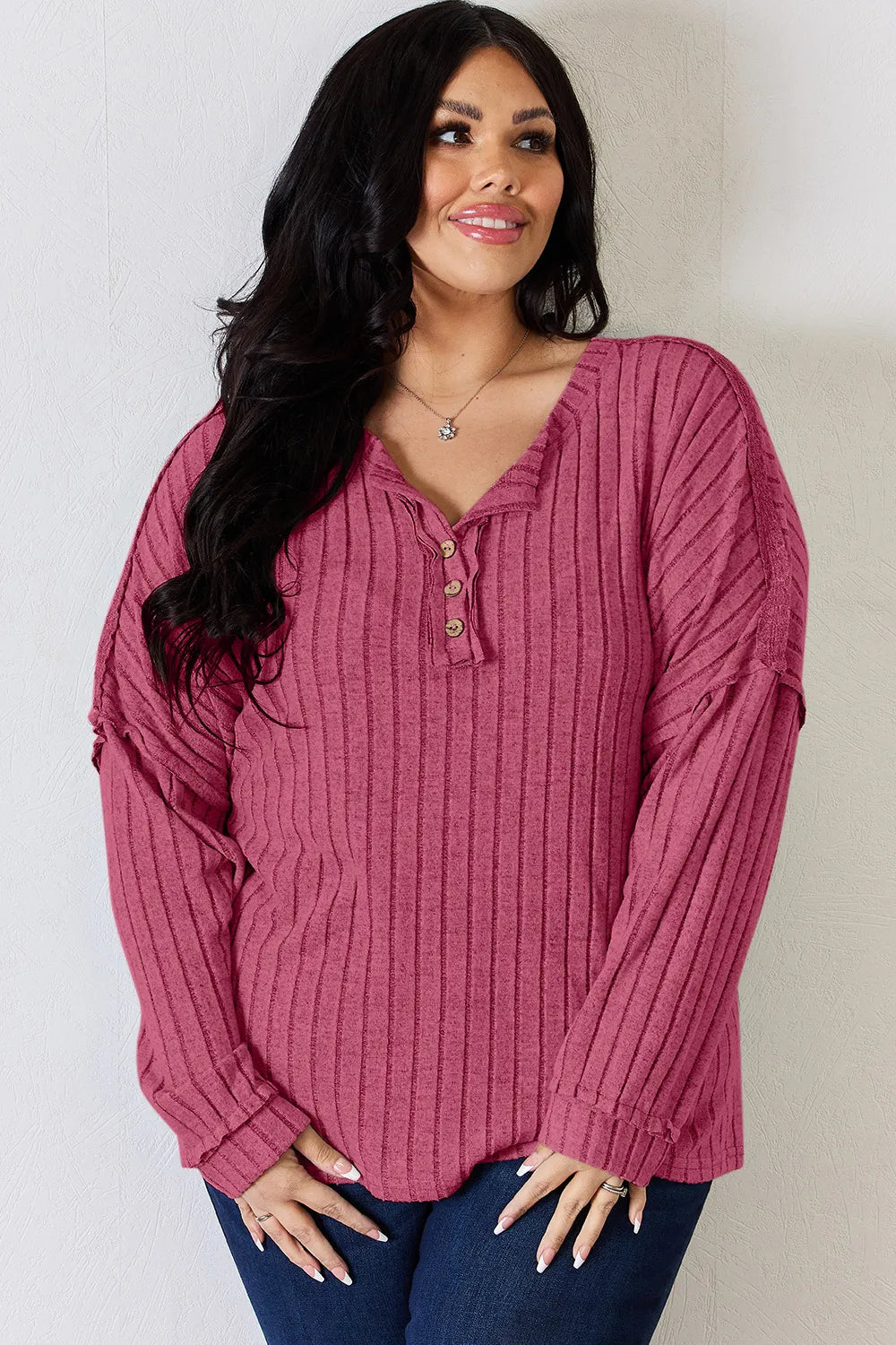 basic-bae-full-size-ribbed-half-button-long-sleeve-t-shirt image 17