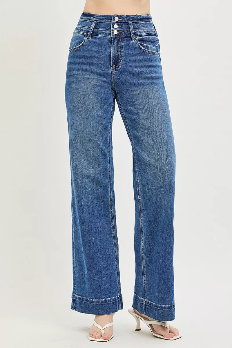 risen-high-rise-wide-leg-wide-band-detail-jeans Image 2
