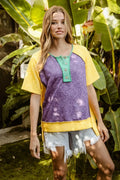 bibi-mardi-gras-color-block-buttoned-uneven-hem-top image 1