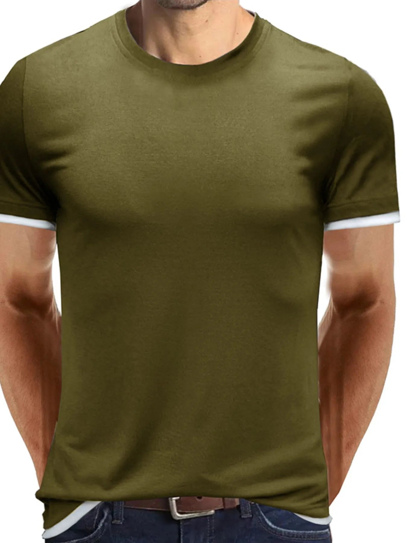 Men‘s Classic Contrast Trim Crew Neck T-Shirt | Tampa Bay Discounts