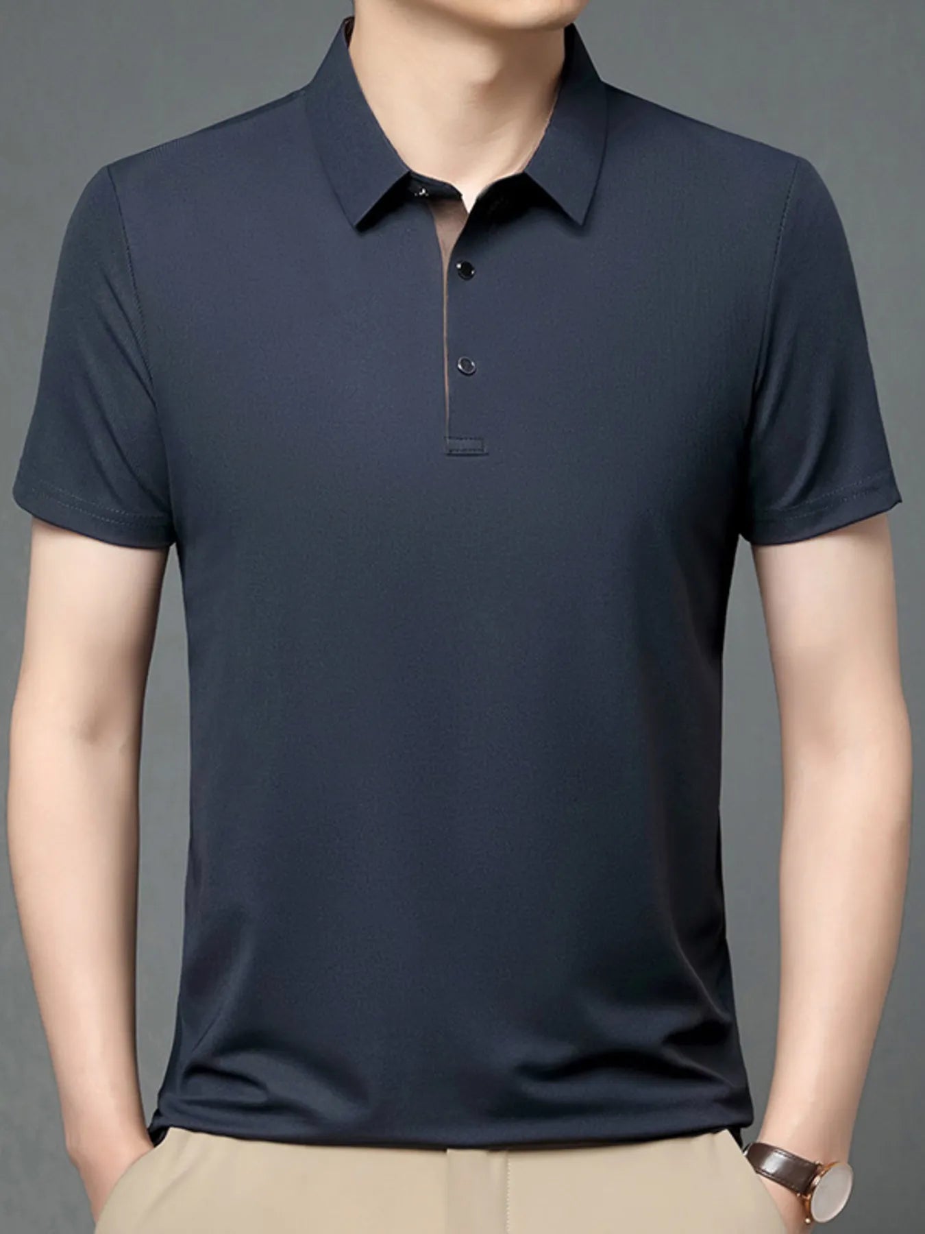 Men's Plus Size Button Detail Short Sleeve Polo | Tampa Bay Discounts