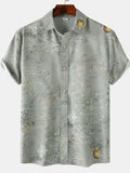 Men's Vintage Map Print Short Sleeve Button Down Shirt | Tampa Bay Discounts