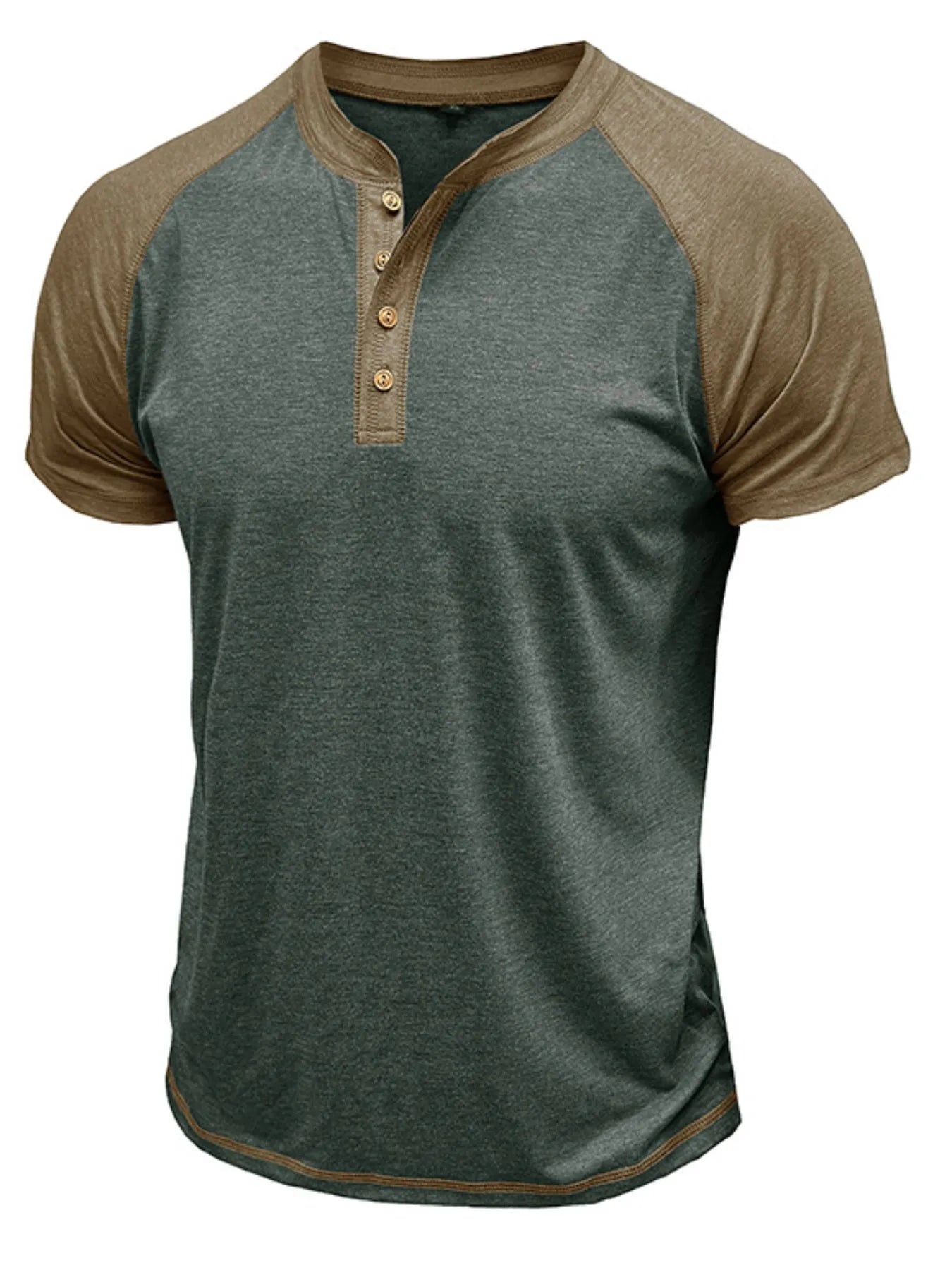 Men's Raglan Henley Color Block T-Shirt | Tampa Bay Discounts