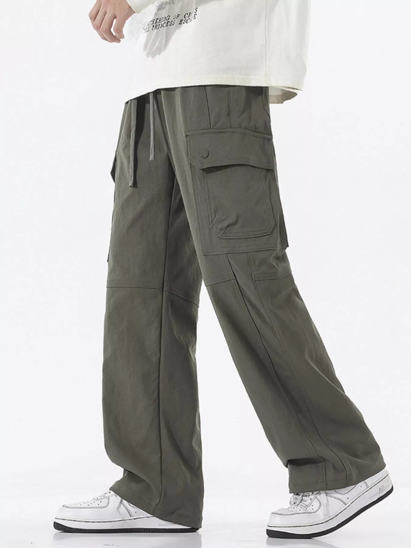 Men's Full Size Drawstring Cargo Wide Leg Pants Plus Size | Tampa Bay Discounts