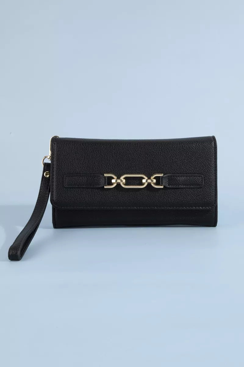 fame-vegan-leather-chain-buckle-wristlet-wallet 2