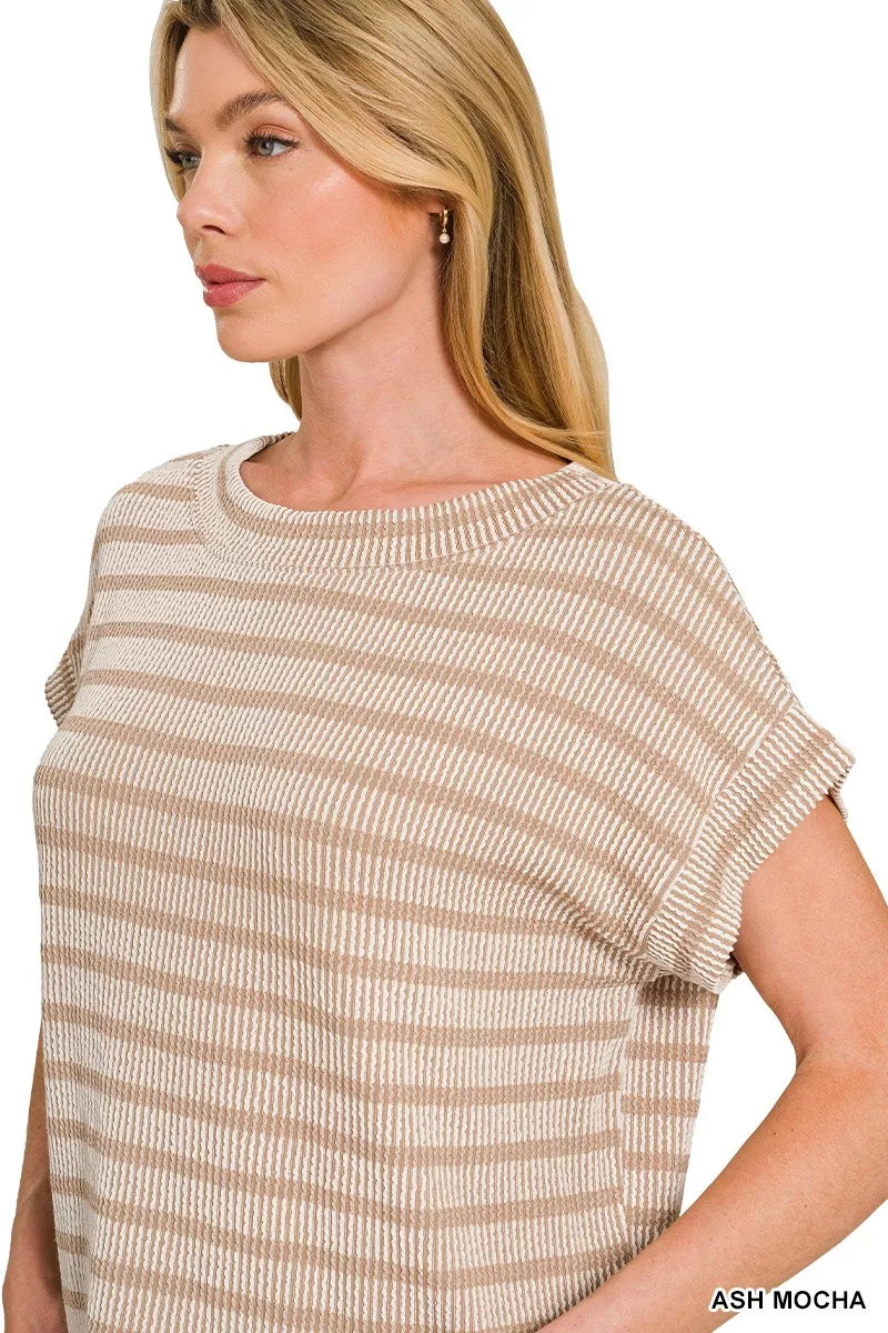 zenana-raised-rib-striped-top image 9