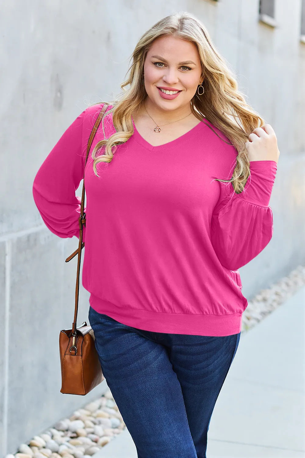 basic-bae-full-size-v-neck-lantern-sleeve-top image 34