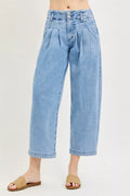 risen-slouchy-crop-barrel-pleated-jeans Image 1