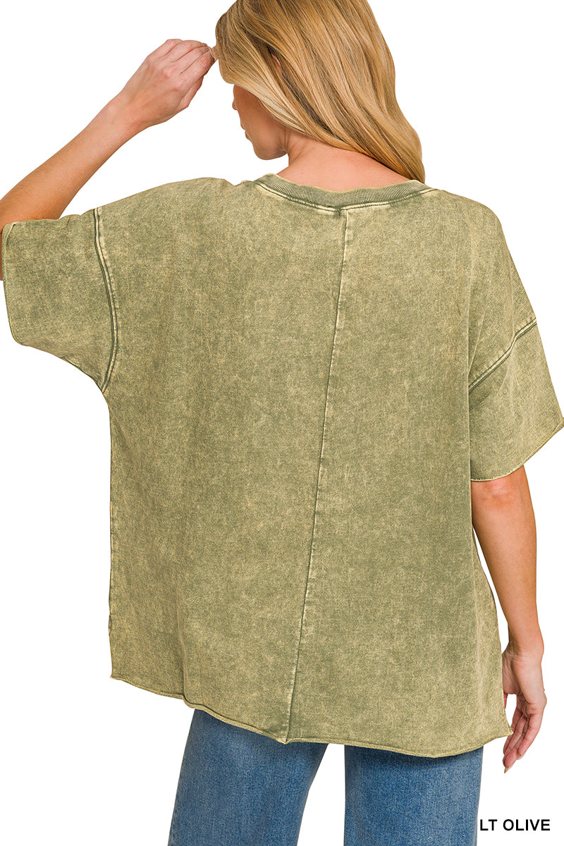 zenana-french-terry-washed-drop-shoulder-raw-edge-top image 3