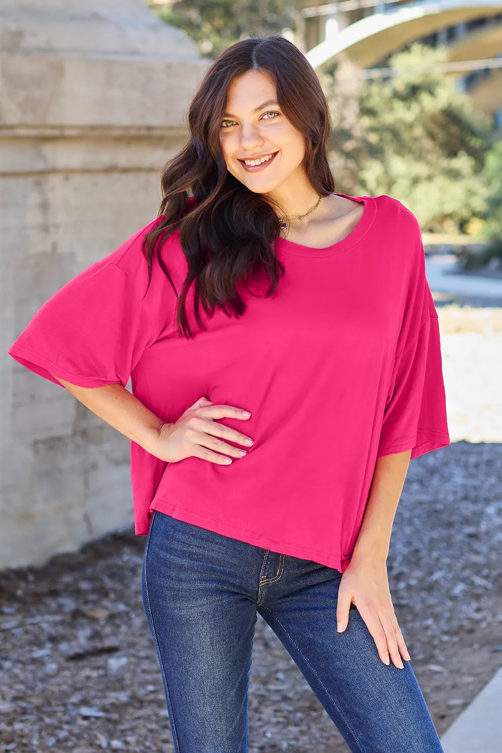 basic-bae-full-size-round-neck-drop-shoulder-t-shirt image 1