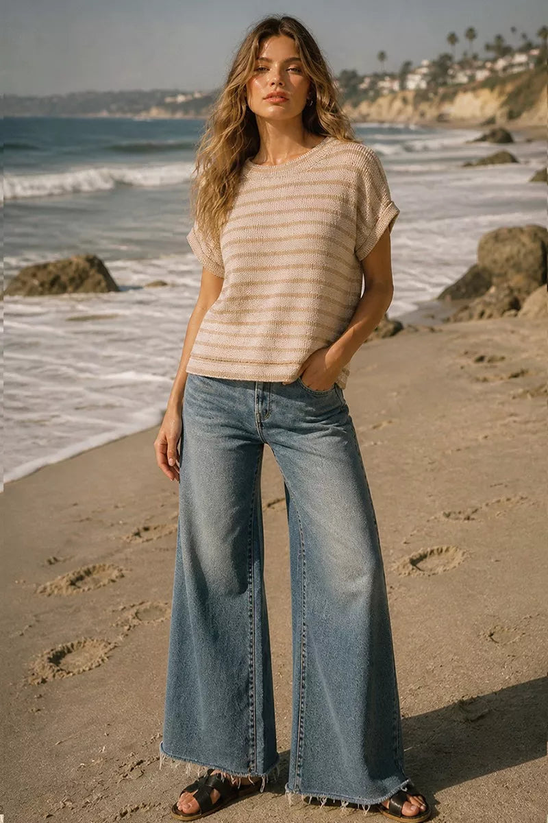 zenana-raised-rib-striped-top image 2