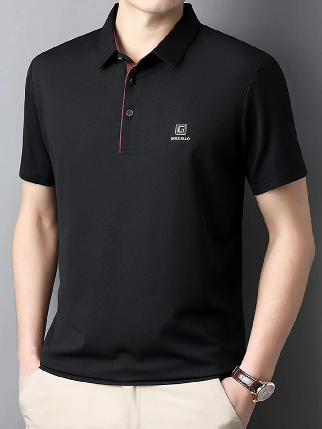 Men's Full Size Button Detail Short Sleeve Polo Plus Size | Tampa Bay Discounts