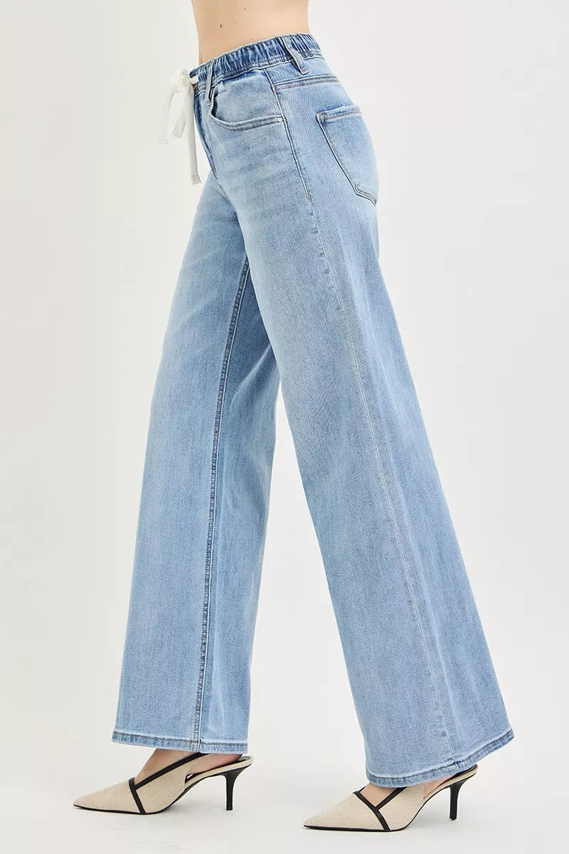 risen-elastic-band-slouchy-wide-jeans-with-drawstring Image 4